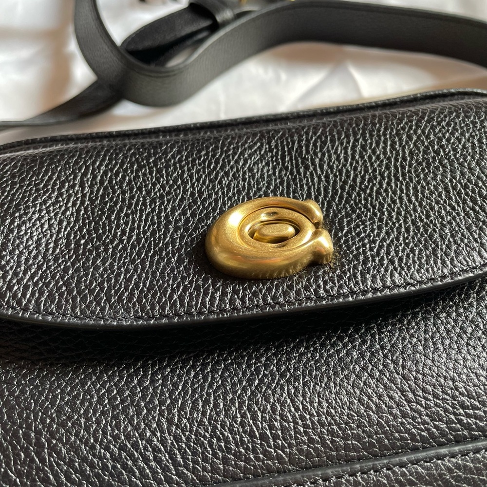 Coach Black Leather Crossbody Camera Bag with Gold Hardware - Picture 8 of 15